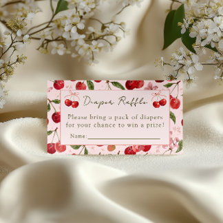 Tarjeta De Recepción Cherry Sweet - Diaper Raffle Card