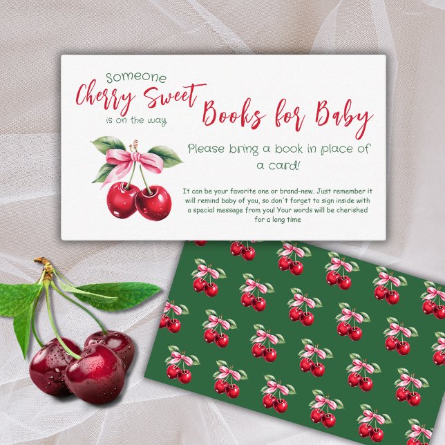 Tarjeta De Recepción Cherry Sweet Pink Bow Book por Baby Shower Game (Subido por el creador)