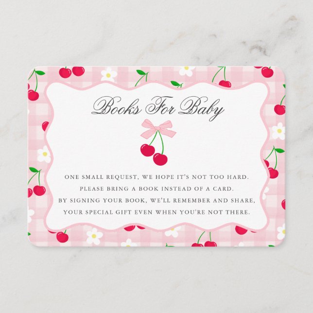 Tarjeta De Recepción Cherry Sweet Pink Coquette Bow Books para la tarje (Anverso)