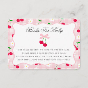 Tarjeta De Recepción Cherry Sweet Pink Coquette Bow Books para la tarje