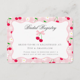 Tarjeta De Recepción Cherry Sweet Pink Coquette Bow Bridal Registry