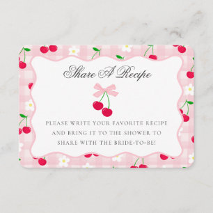 Tarjeta De Recepción Cherry Sweet Pink Coquette Bow Comparte Una Tarjet