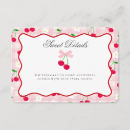 Tarjeta De Recepción Cherry Sweet Pink Coquette Bow Detalles Insertar T