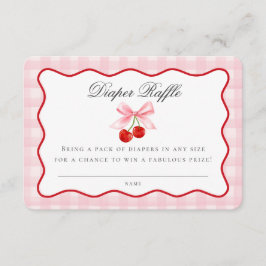Tarjeta De Recepción Cherry Sweet Pink Coquette Bow Diaper Raffle Card