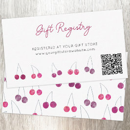 Tarjeta De Recepción Cherry Watercolo Baby Shower Gift Registry QR Code