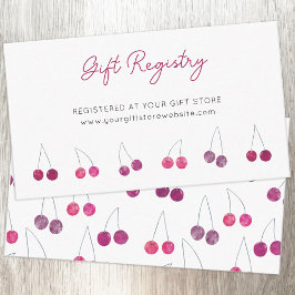 Tarjeta De Recepción Cherry Watercolor Bridal Shower Registro de regalo