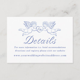 Tarjeta De Recepción Cherub Cupid Couple Holding Heart Wedding Details