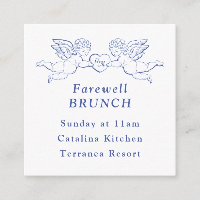 Tarjeta De Recepción Cherub Cupid Couple Holding Heart Wedding Mini (Anverso)