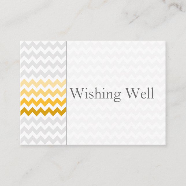 Tarjeta De Recepción Chevron amarillo sombrío deseando buenas cartas (Anverso)
