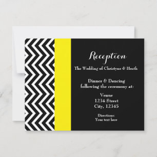 Tarjeta de recepción Chevron Black Yellow Wedding