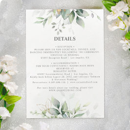 Tarjeta De Recepción Chic airy greenery eucalyptus leaf gold wedding