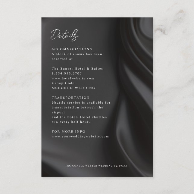 Tarjeta De Recepción Chic Black satin details card (Anverso)
