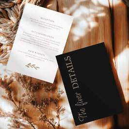 Tarjeta De Recepción Chic Black Wedding Details