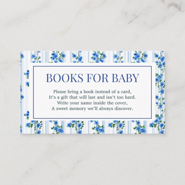 Tarjeta De Recepción Chic Boho Blue Wildflower Boy floral Baby Shower  (Anverso)