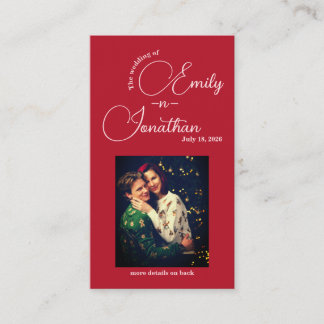Tarjeta De Recepción Chic Editorial Deep Red Compact QR Code Wedding