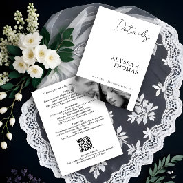 Tarjeta De Recepción Chic Extra Minimalist Black & White Photo Wedding 