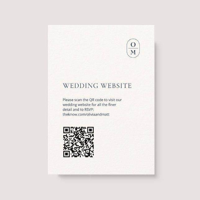 Tarjeta De Recepción Chic Minimalist Monogram QR Wedding Website (Subido por el creador)