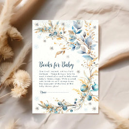 Tarjeta De Recepción Chic Navy & Gold Snowflake Books Instead of Card 