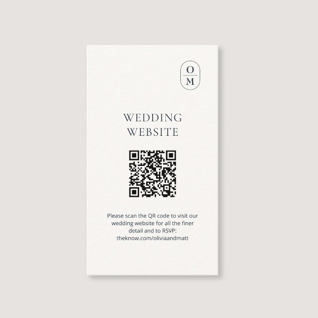 Tarjeta De Recepción Chic Typography QR Wedding Website Enclosure Card (Subido por el creador)
