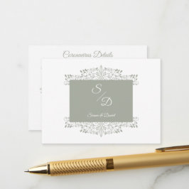 Tarjeta De Recepción Chic Wedding Ornamental Initials Coronavirus