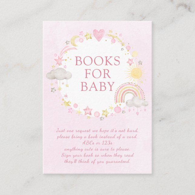 Tarjeta De Recepción Chica acuarela: Libros arcoiris para bebé (Anverso)
