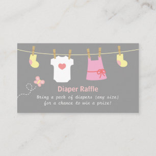 Tarjeta De Recepción Chica Baby Shower, Boletos de Rifas de Ropa y Paña