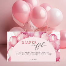 Chica Baby Shower de Diaper Raffle con globo rosa
