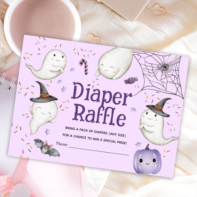 Tarjeta De Recepción Chica Baby Shower de Halloween Purple Diaper Raffl (Subido por el creador)
