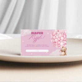 Tarjeta De Recepción Chica Baby Shower de Raffle Raffle de oso de globo