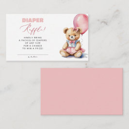 Tarjeta De Recepción Chica Baby Shower de Raffle Raffle de oso de globo