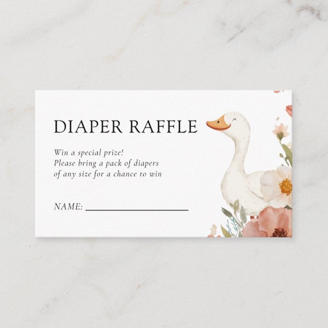 Tarjeta De Recepción Chica Baby Shower Diaper Raffle (Anverso)
