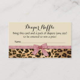Tarjeta De Recepción Chica Baby Shower Diaper Raffle de Leopard Pink Bo
