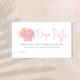 Tarjeta De Recepción Chica Baby Shower Diaper Raffle de Pink Ocean Boho