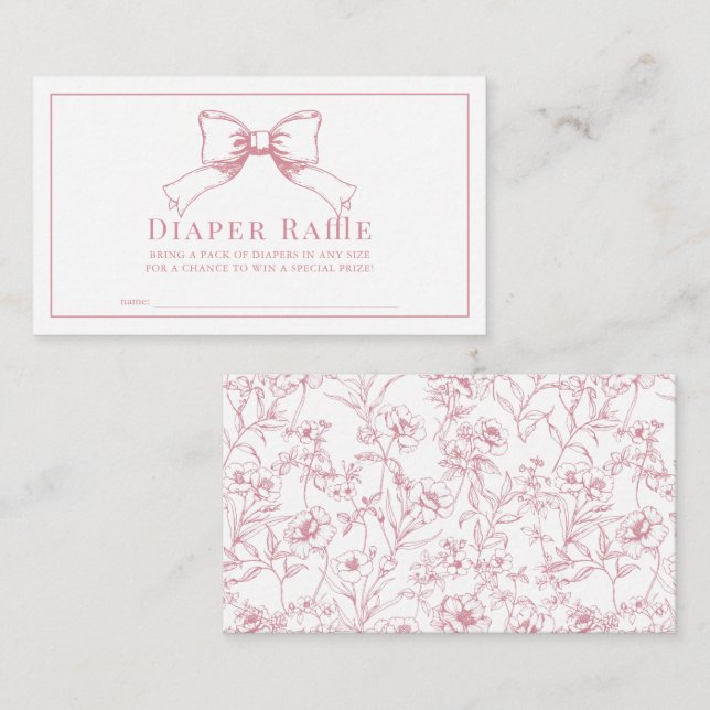 Tarjeta De Recepción Chica Baby Shower Diaper Raffle Ticket (Anverso / Reverso)
