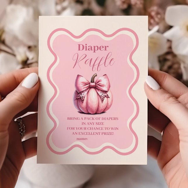 Tarjeta De Recepción Chica Baby Shower Raffle Diapper de calabaza rosa (Subido por el creador)