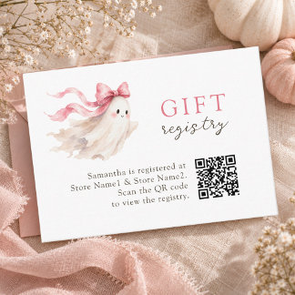 Tarjeta De Recepción Chica Bebé Boo Shower Qr Regalo Registro