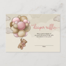 Chica bebé oso globo rosa marrón rifa de pañales