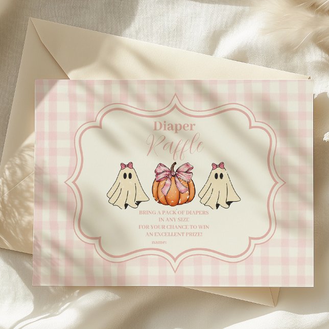 Tarjeta De Recepción Chica Bow Fantasma Rosa Halloween Raffle Diapper (Subido por el creador)