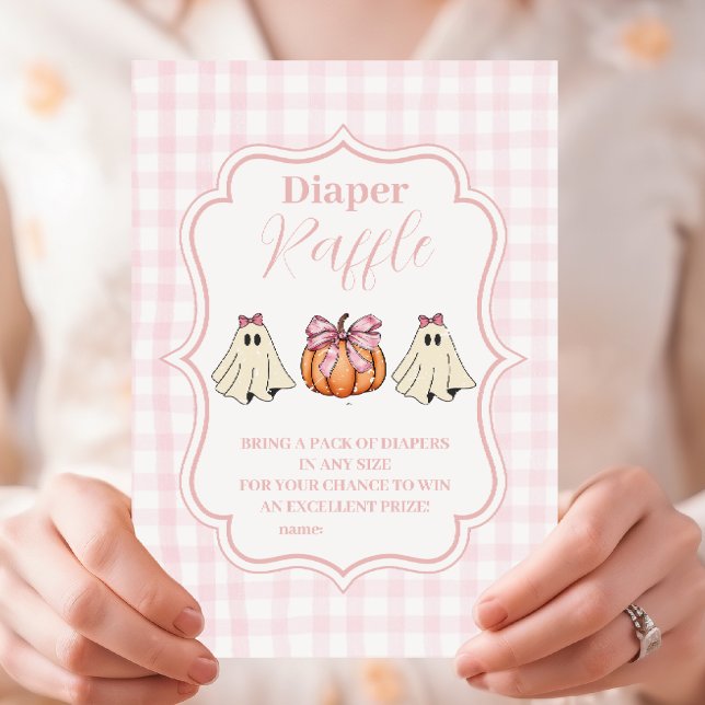 Tarjeta De Recepción Chica Bow Fantasma Rosa Halloween Raffle Diapper (Subido por el creador)