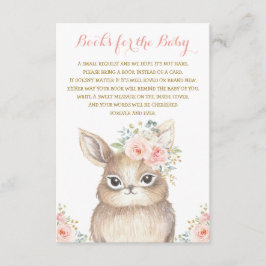 Tarjeta De Recepción Chica Bunny Baby Shower Rubor Floral Bring a Book