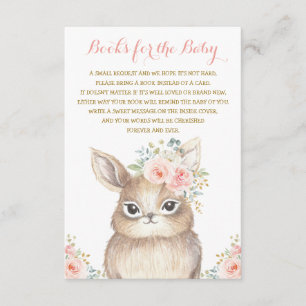 Tarjeta De Recepción Chica Bunny Baby Shower Rubor Floral Bring a Book