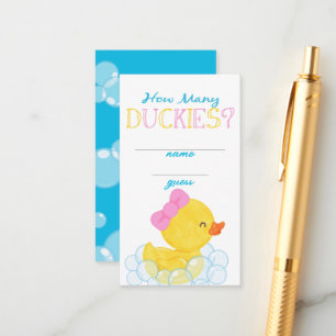 Tarjeta De Recepción Chica Cuántos Duckys Fiesta de juegos adivinan tar