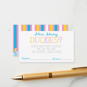 Tarjeta De Recepción Chica Cuántos Duckys Fiesta de juegos adivinan tar