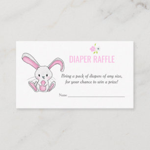 Tarjeta De Recepción Chica Cute Rabbit Pink Diaper Raffle Baby Shower