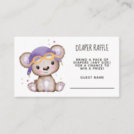 Tarjeta De Recepción Chica de acuarela Piloto Teddy Bear Diaper Raffle