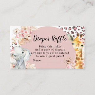 Tarjeta De Recepción Chica de animales del Boho rosado Safari Fiesta Di