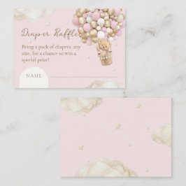 Tarjeta De Recepción Chica De Bear Boho Rosa Baby Shower Diaper Raffle