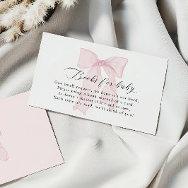 Tarjeta De Recepción Chica de Bow rosa Baby Shower Libros para bebé