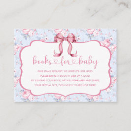 Tarjeta De Recepción Chica de Bow Rosa: Libros Baby Shower para bebé