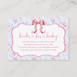 Tarjeta De Recepción Chica de Bow Rosa: Libros Baby Shower para bebé